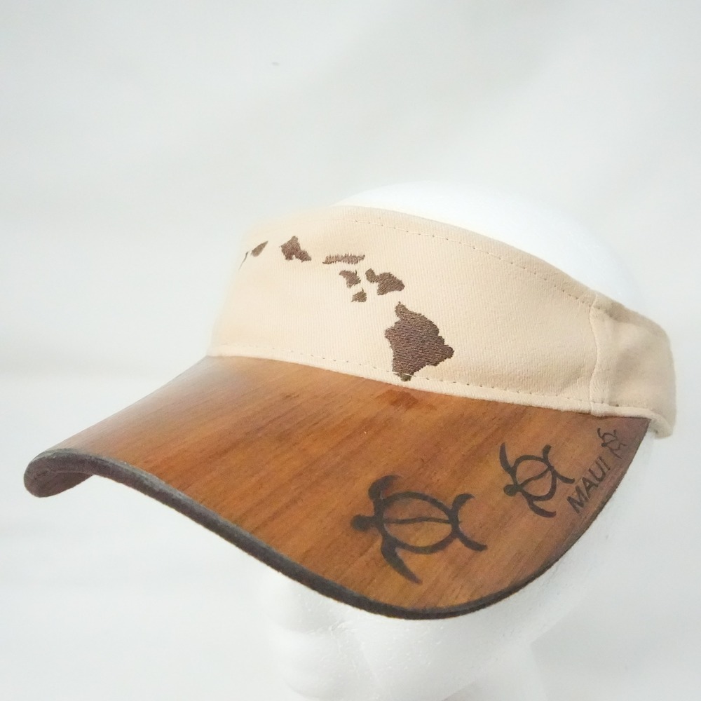 Kona Caps Calabash Wood Brim Hawaiian Islands Honu Men Visor One Size